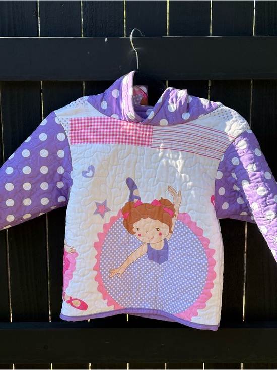 Handmade Other - 2T/3T Girls  Quilted Hooded Pullover with Ballerina Motif - Purple & Pink